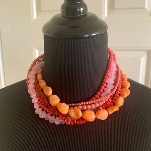 Peach And Pink Acrylic Stones Choker